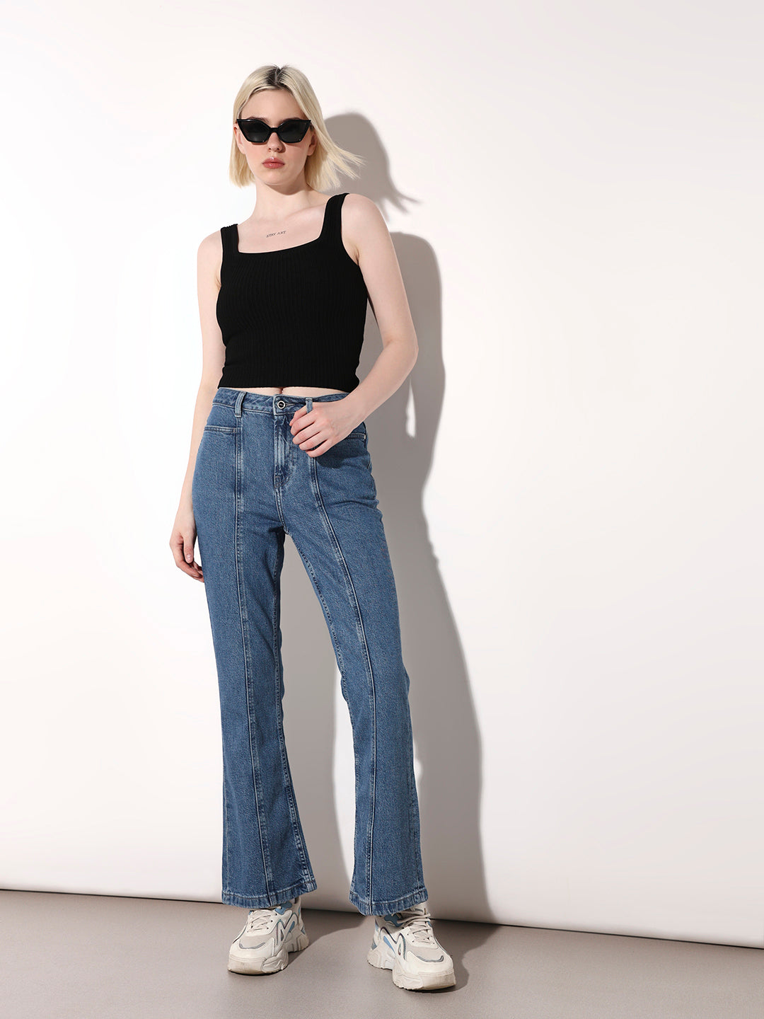 Blue High Rise Flared Jeans