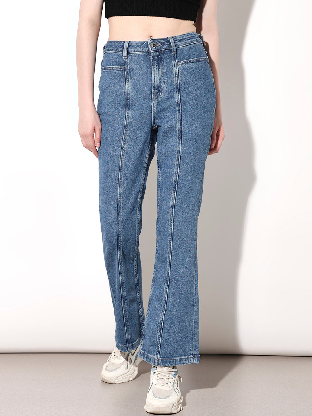 Blue High Rise Flared Jeans