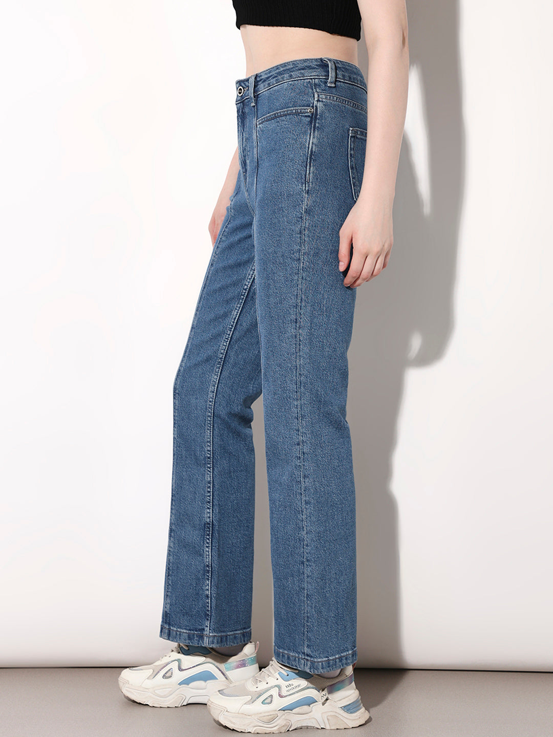 Blue High Rise Flared Jeans