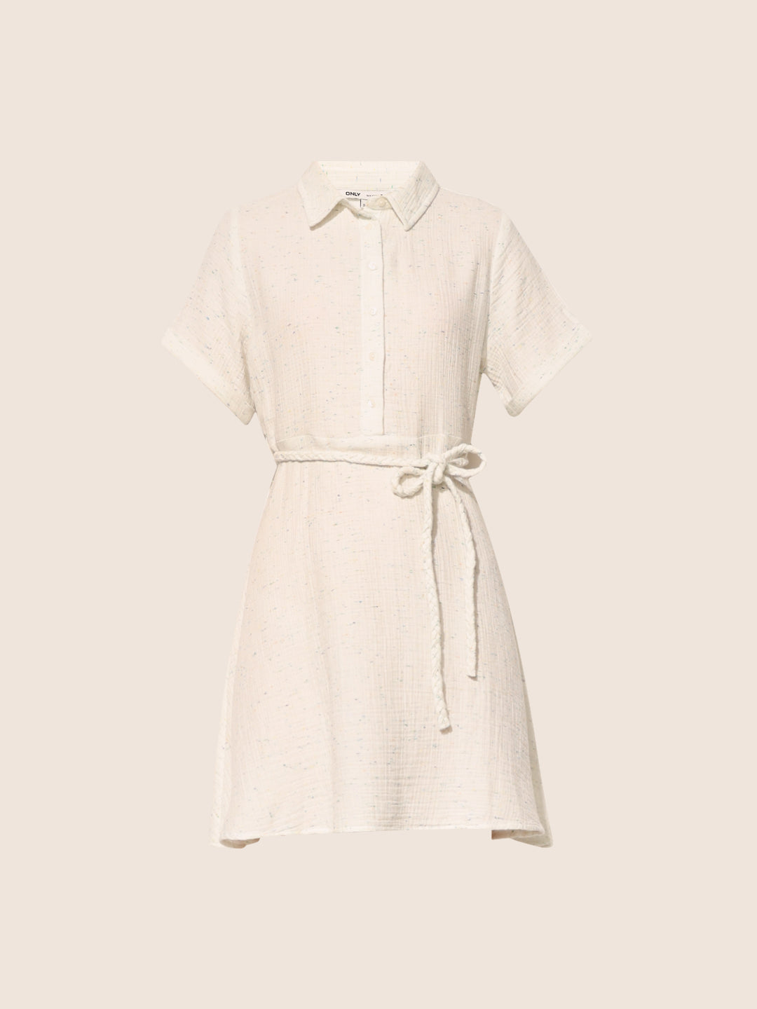 White Tie Belt Shirt Dress