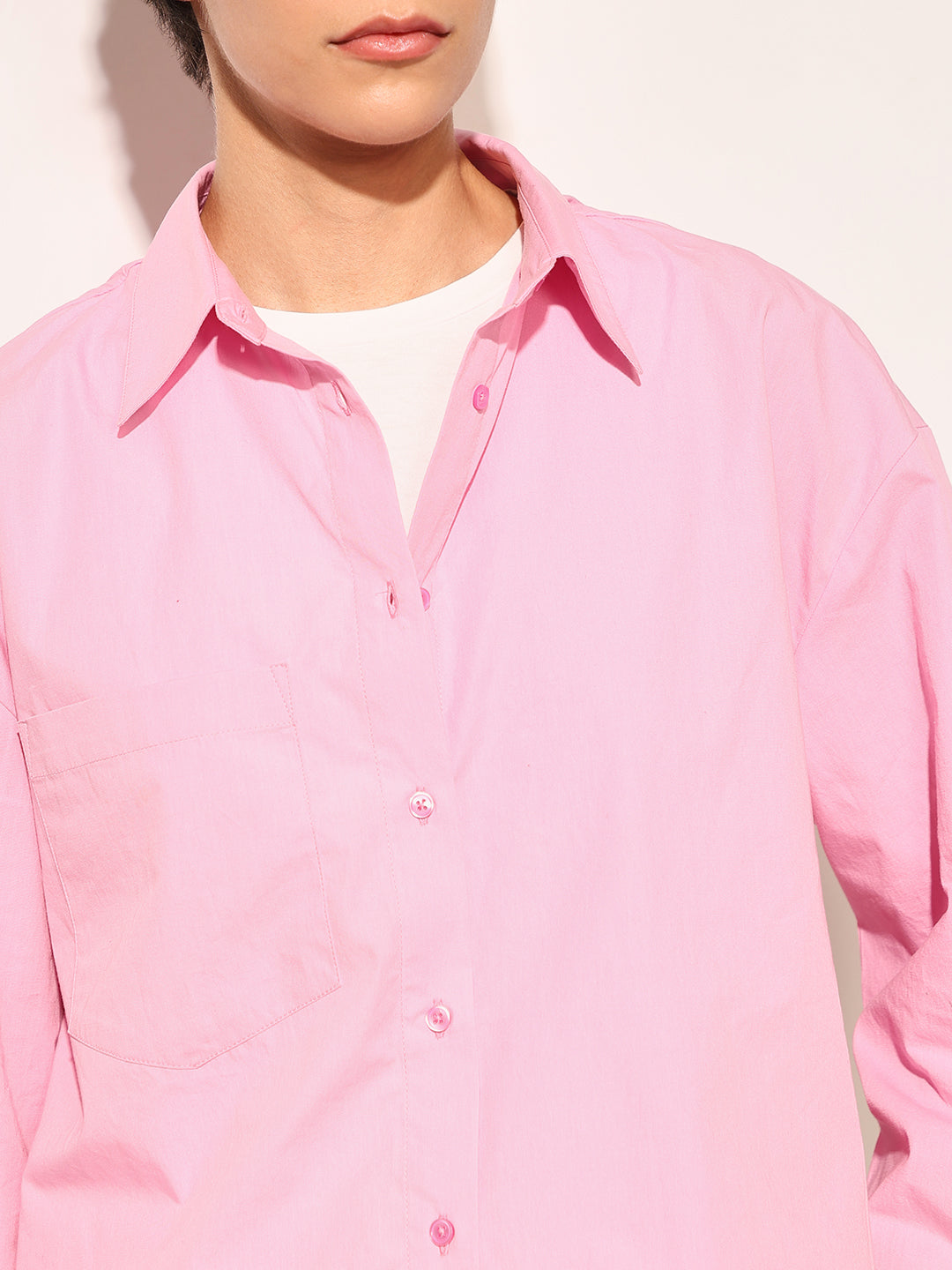 Dirty Pote Pink Cropped Cotton Shirt