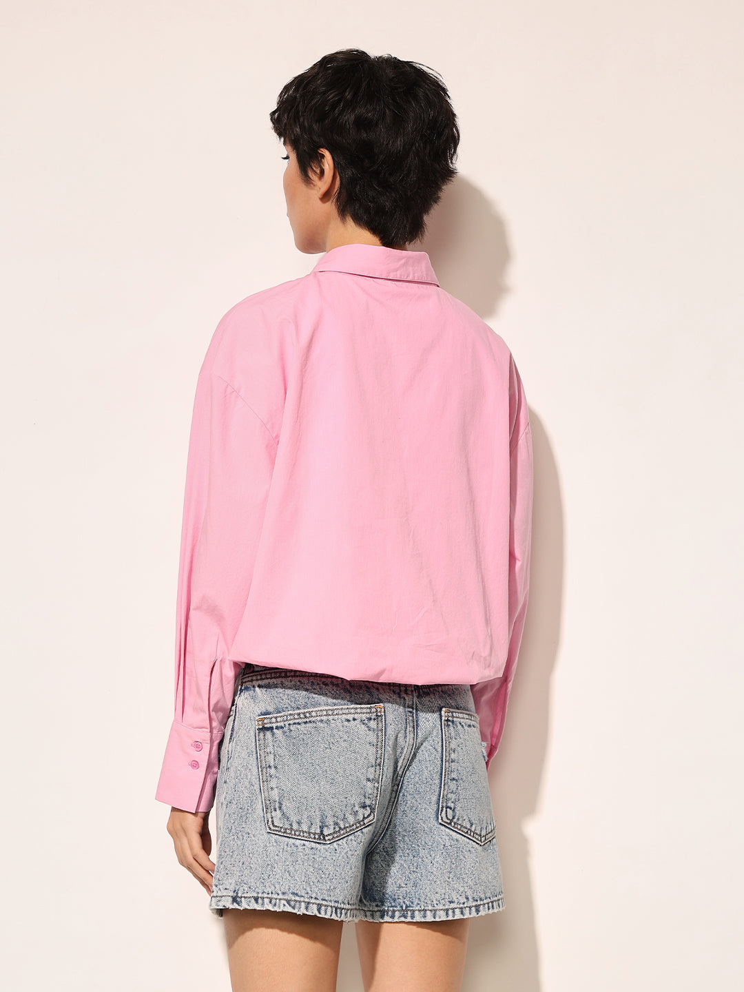 Dirty Pote Pink Cropped Cotton Shirt