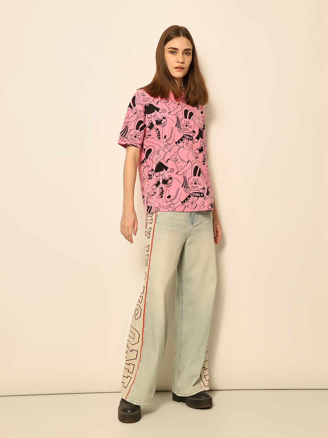 Dirty Pote Pink Printed Cotton T-shirt