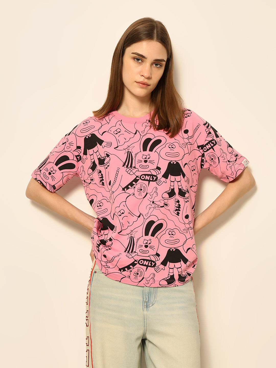 Dirty Pote Pink Printed Cotton T-shirt