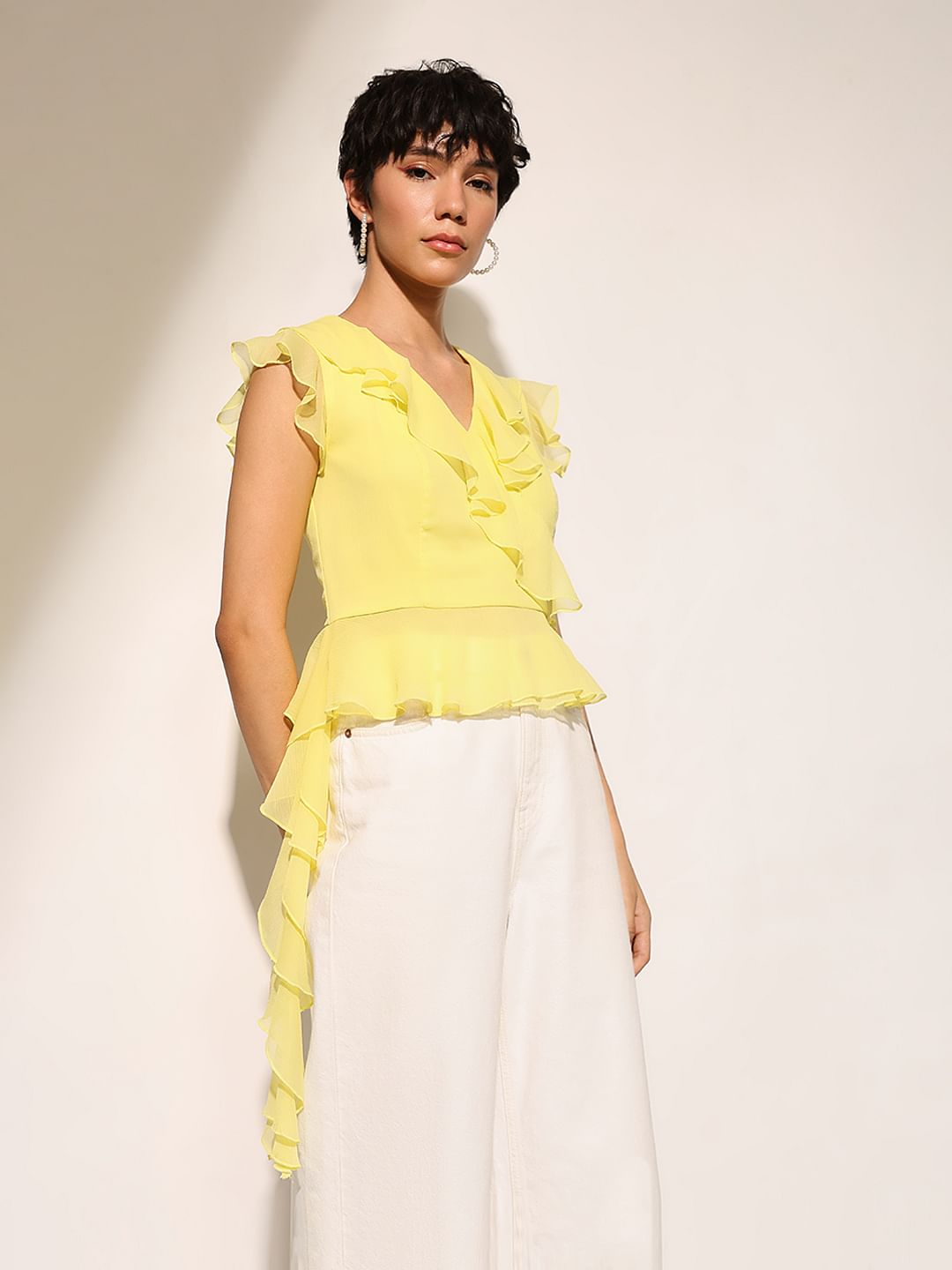 Yellow Frill Trim Top