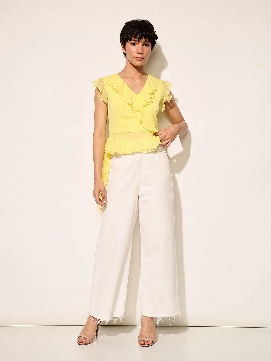 Yellow Frill Trim Top