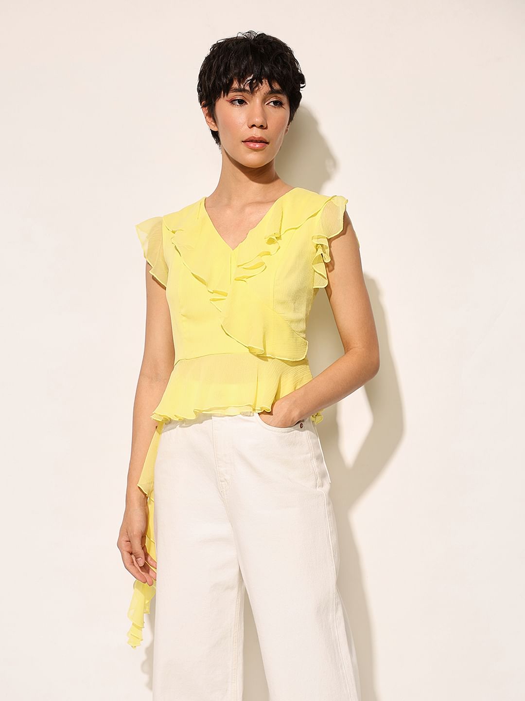 Yellow Frill Trim Top