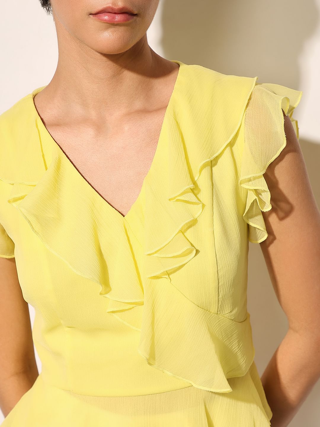 Yellow Frill Trim Top