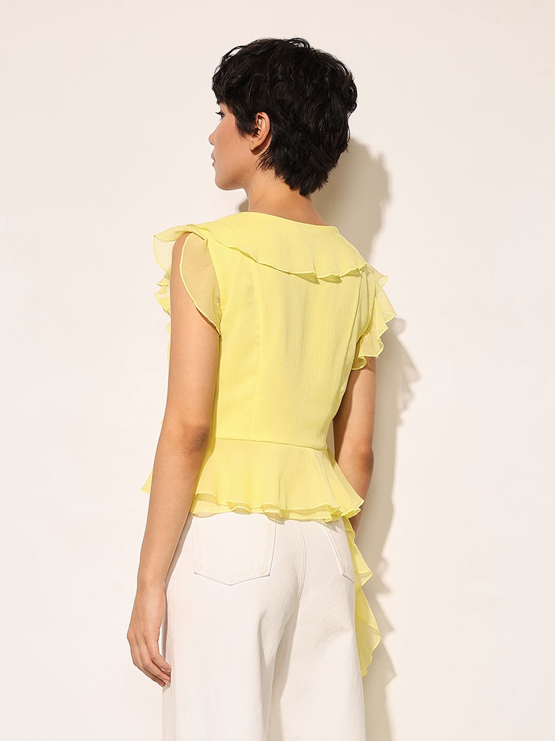 Yellow Frill Trim Top