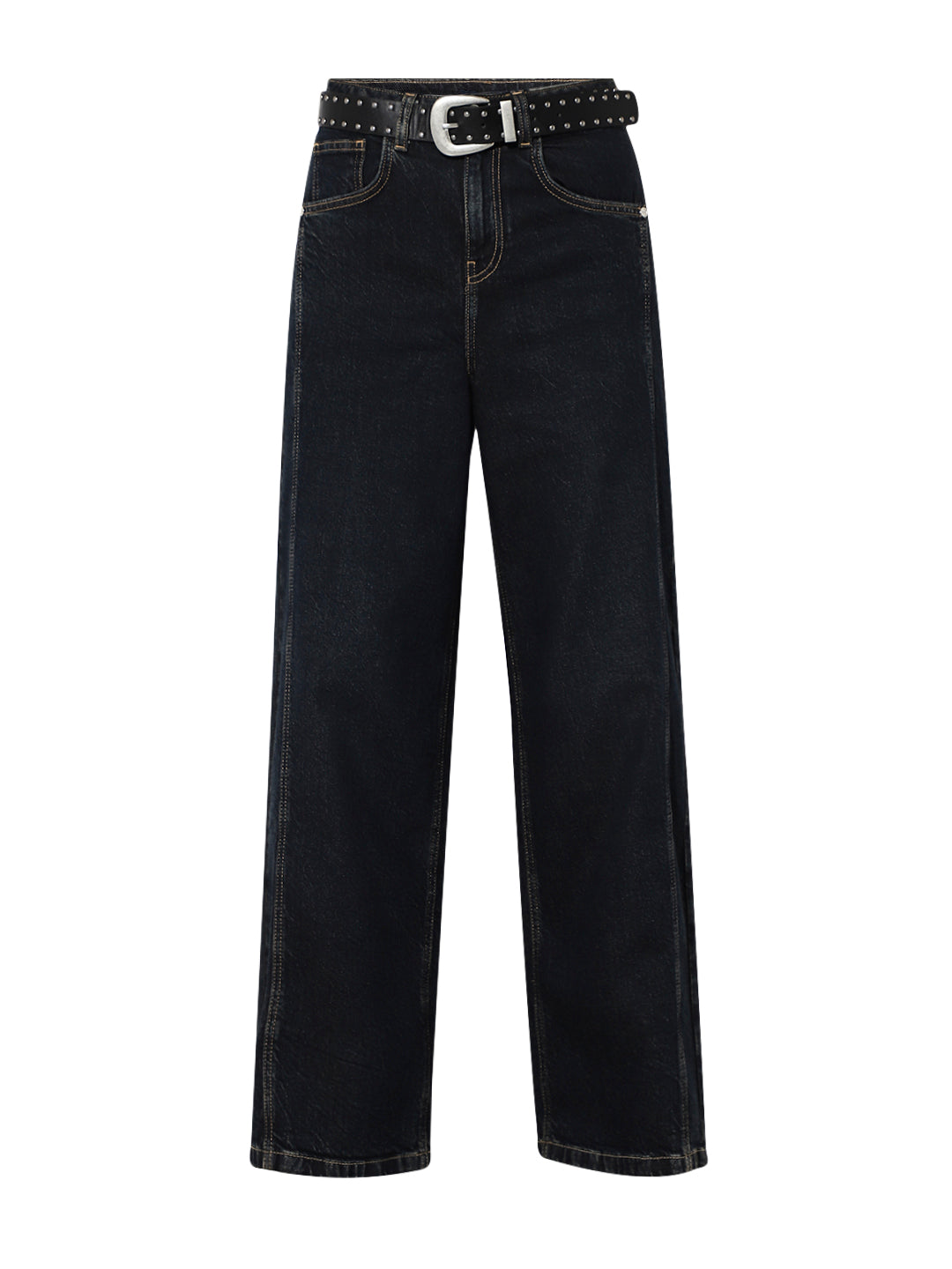 Dark Blue High Rise Wide Leg Jeans