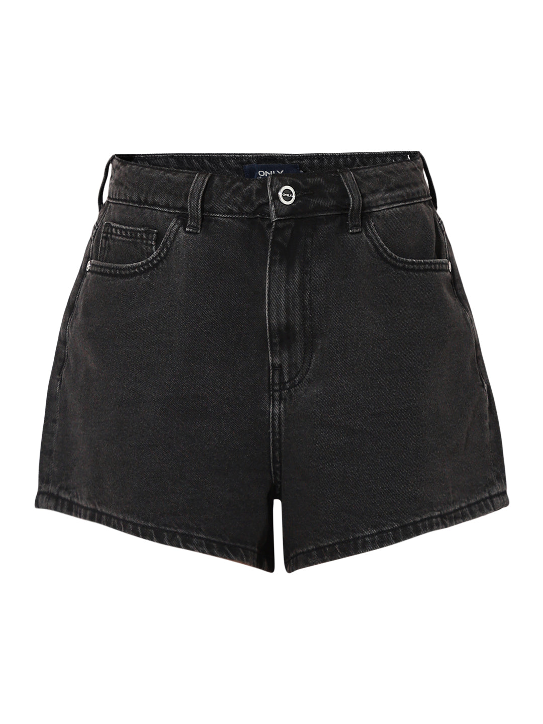 Black High Rise Denim Shorts