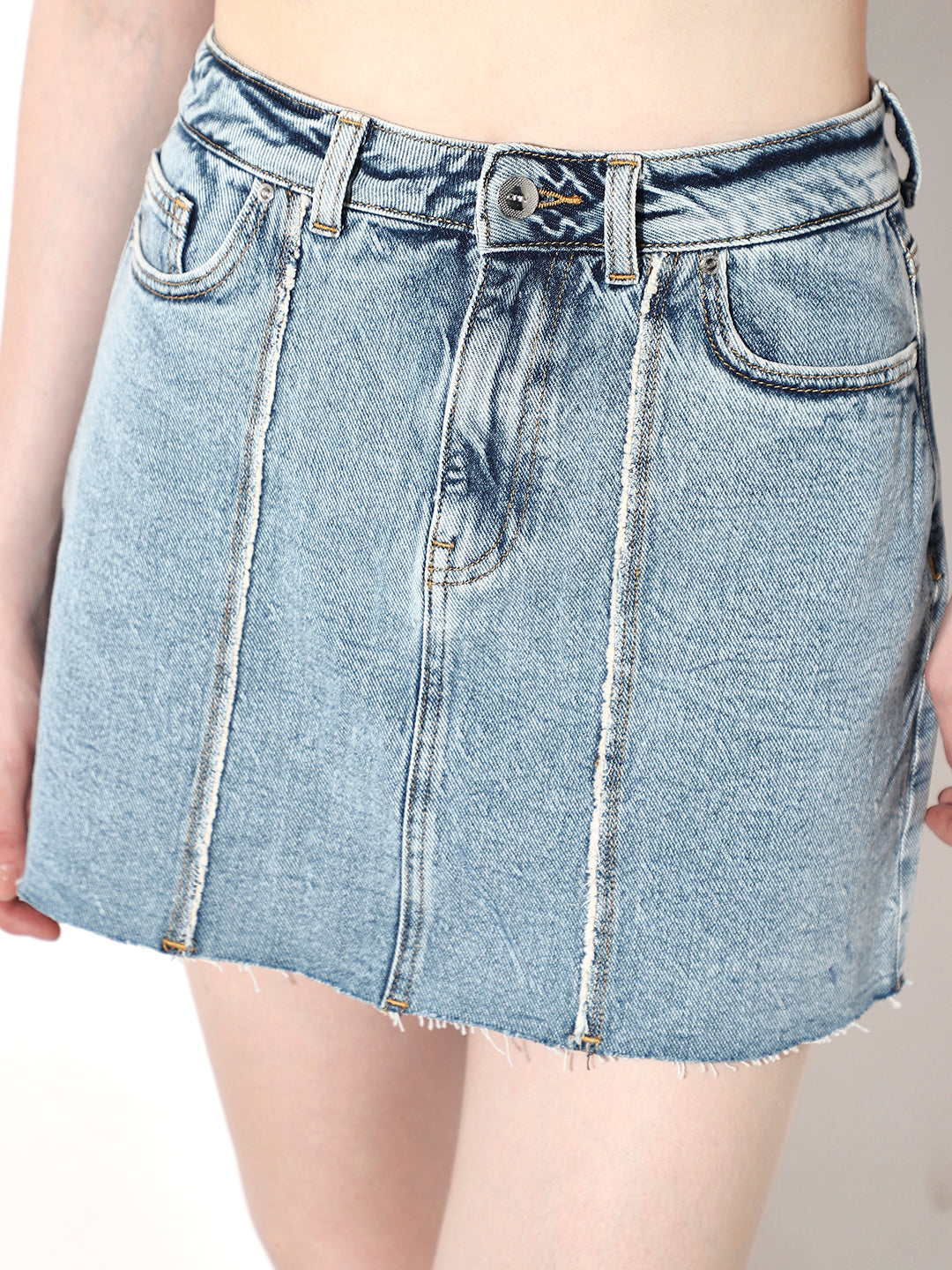 Light Blue High Rise Denim Skirt