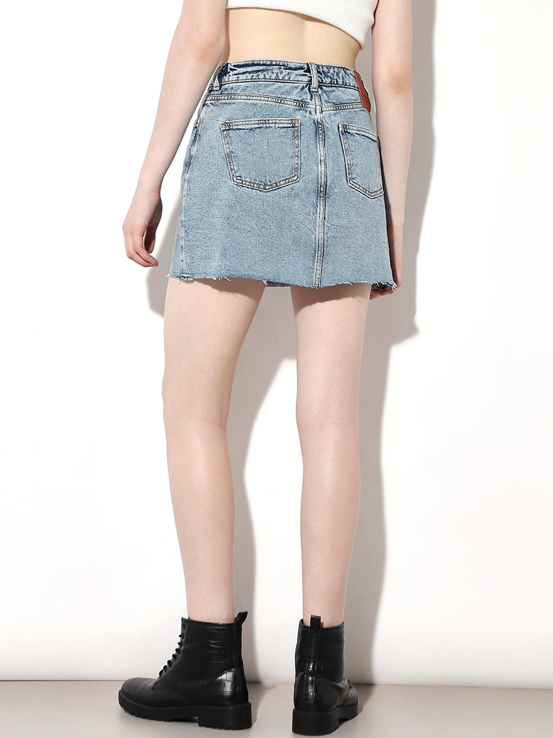 Light Blue High Rise Denim Skirt