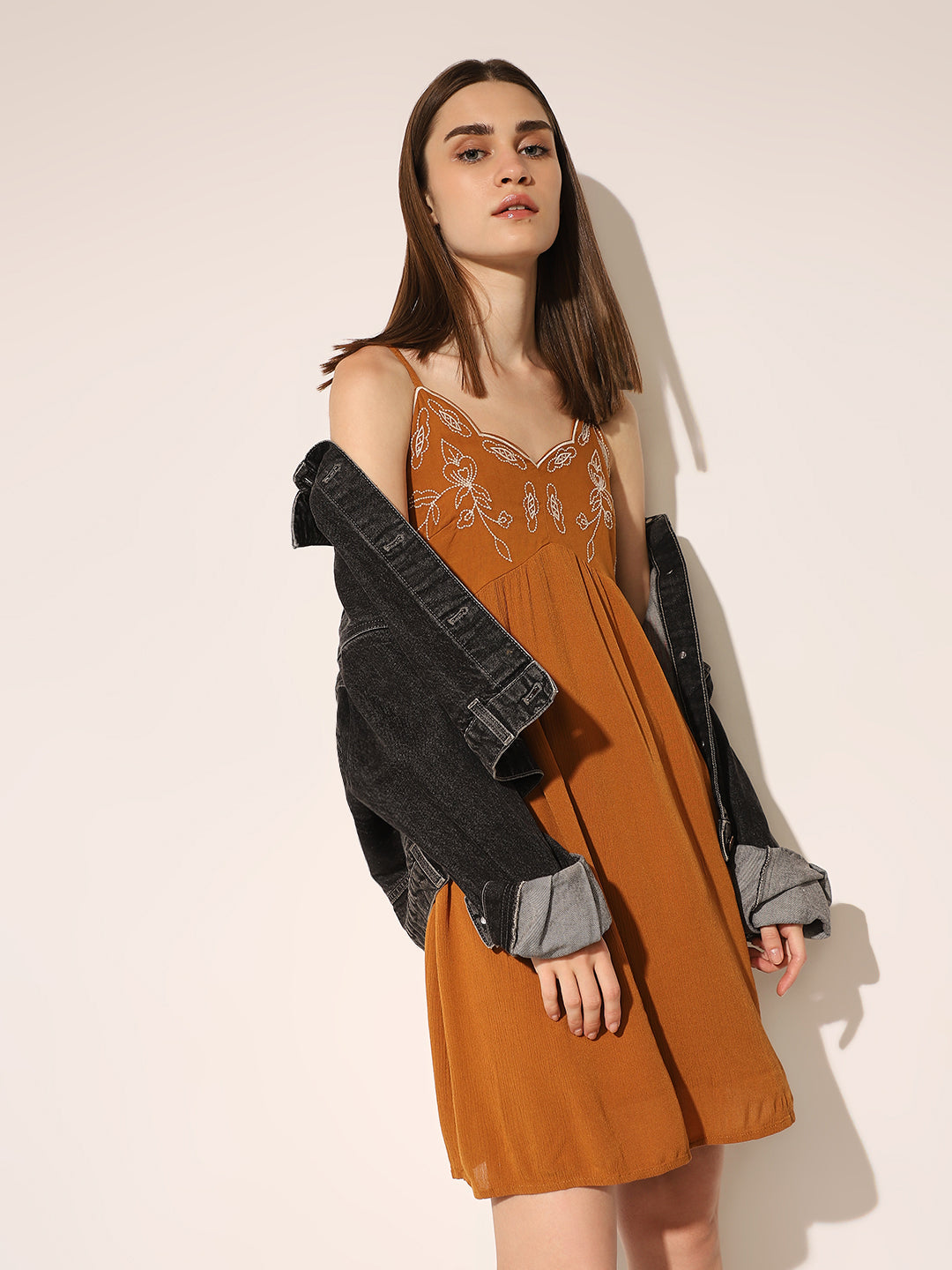 Brown Strappy Mini Dress