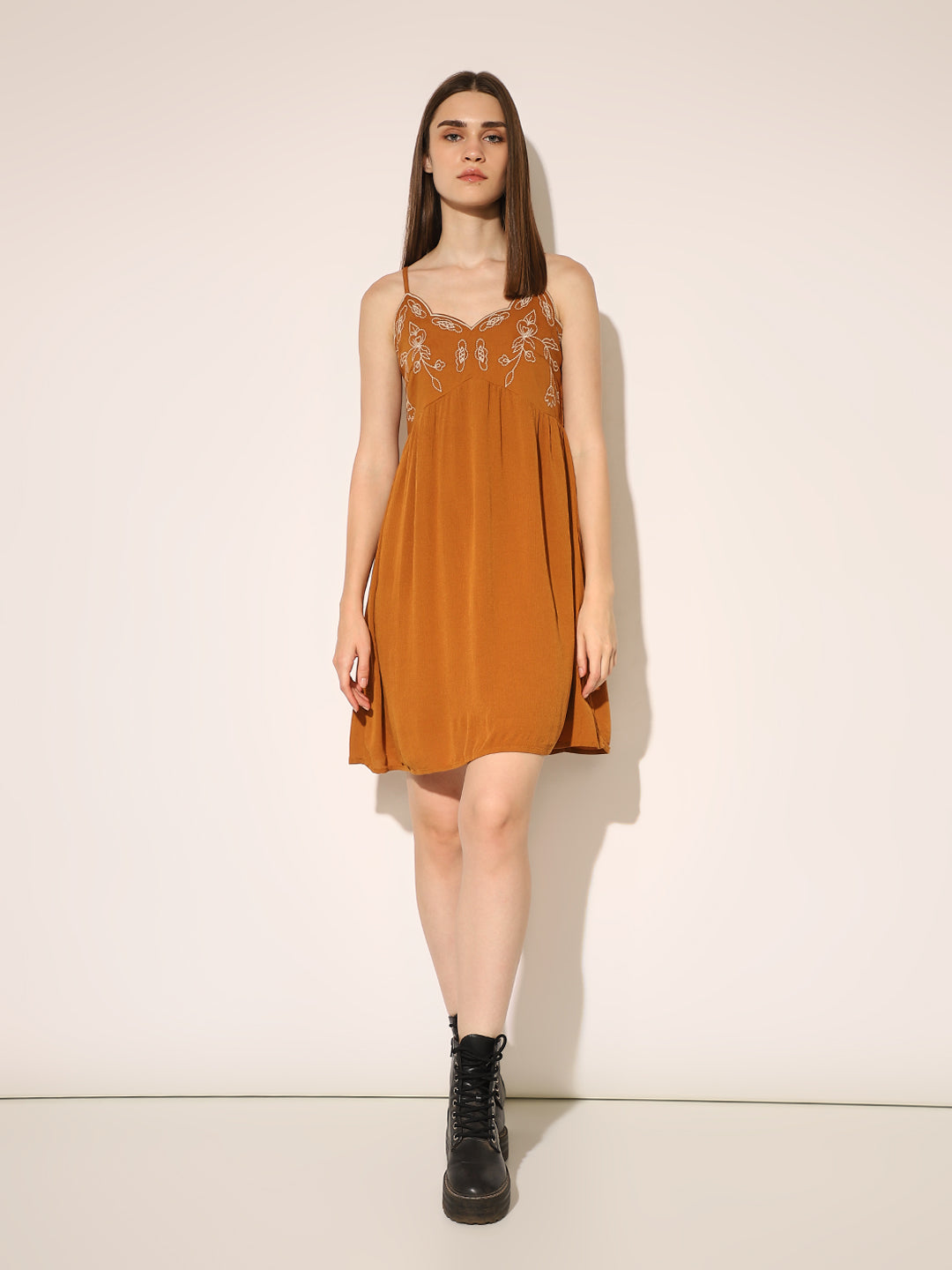 Brown Strappy Mini Dress