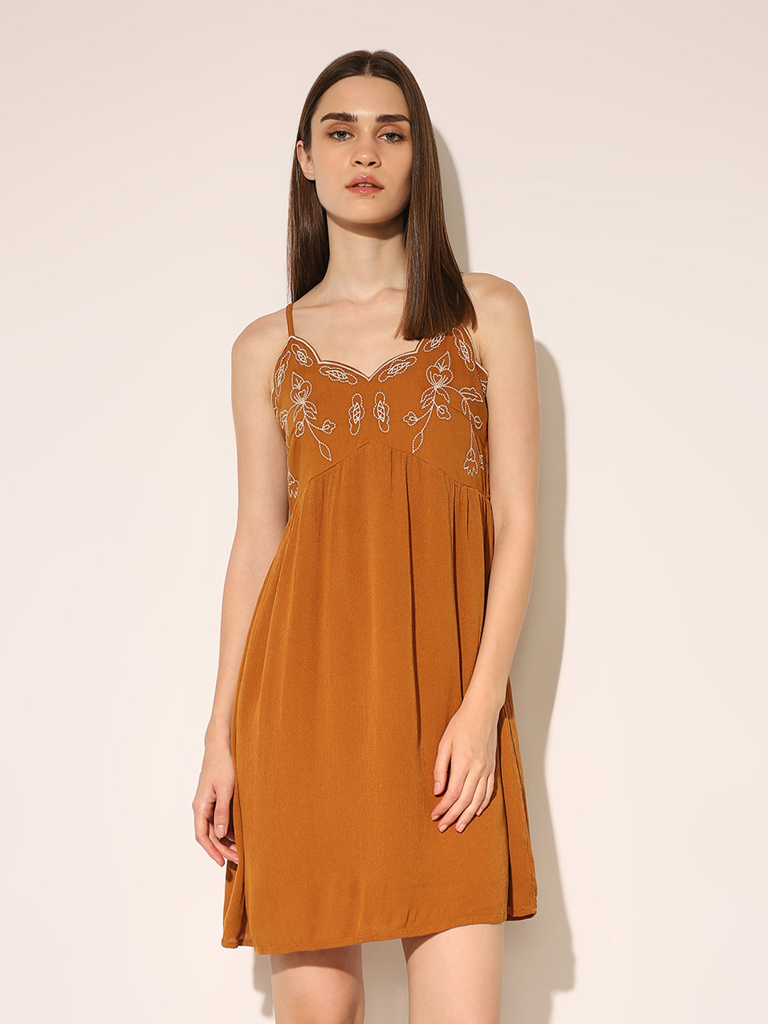 Brown Strappy Mini Dress