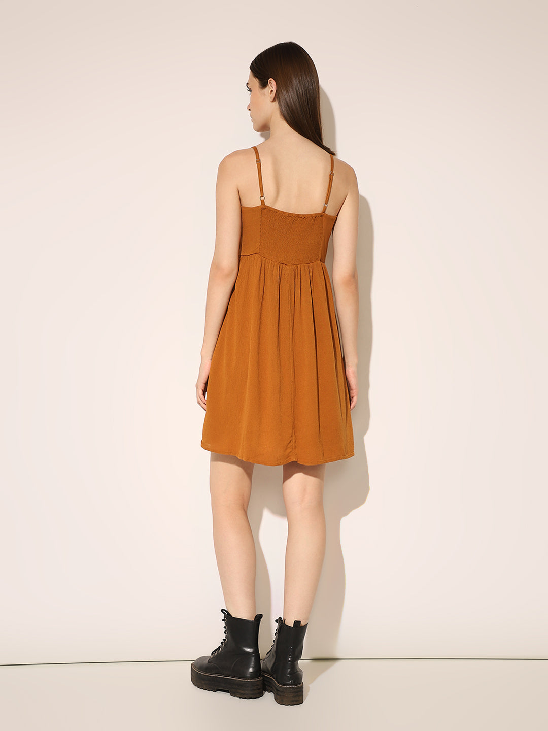 Brown Strappy Mini Dress