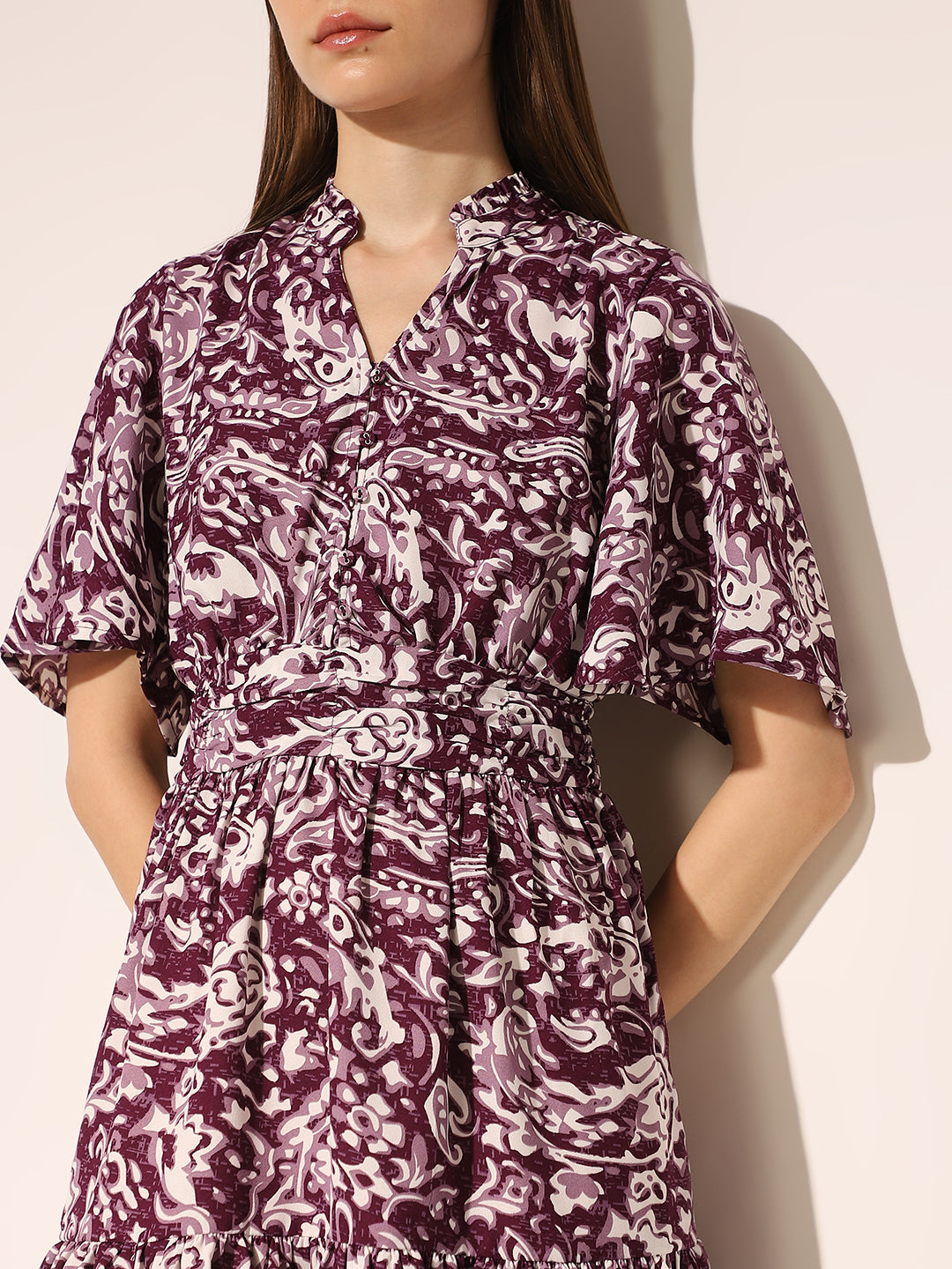 Purple Printed Shirt Dress
