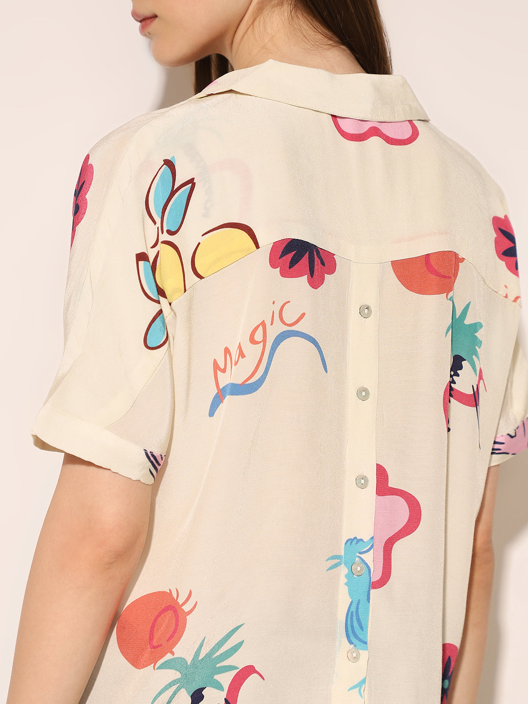 White Printed Viscose Shirt