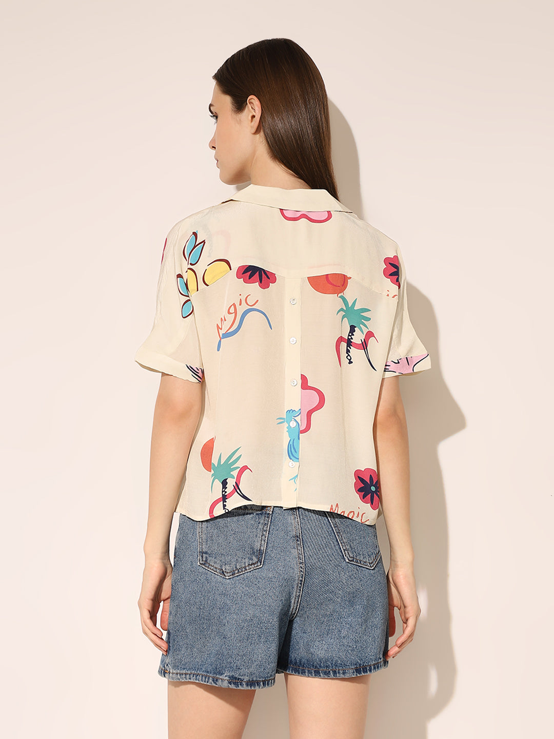 White Printed Viscose Shirt