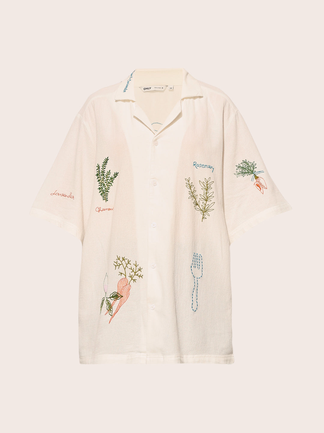 White Printed Cotton Oversized Shirt