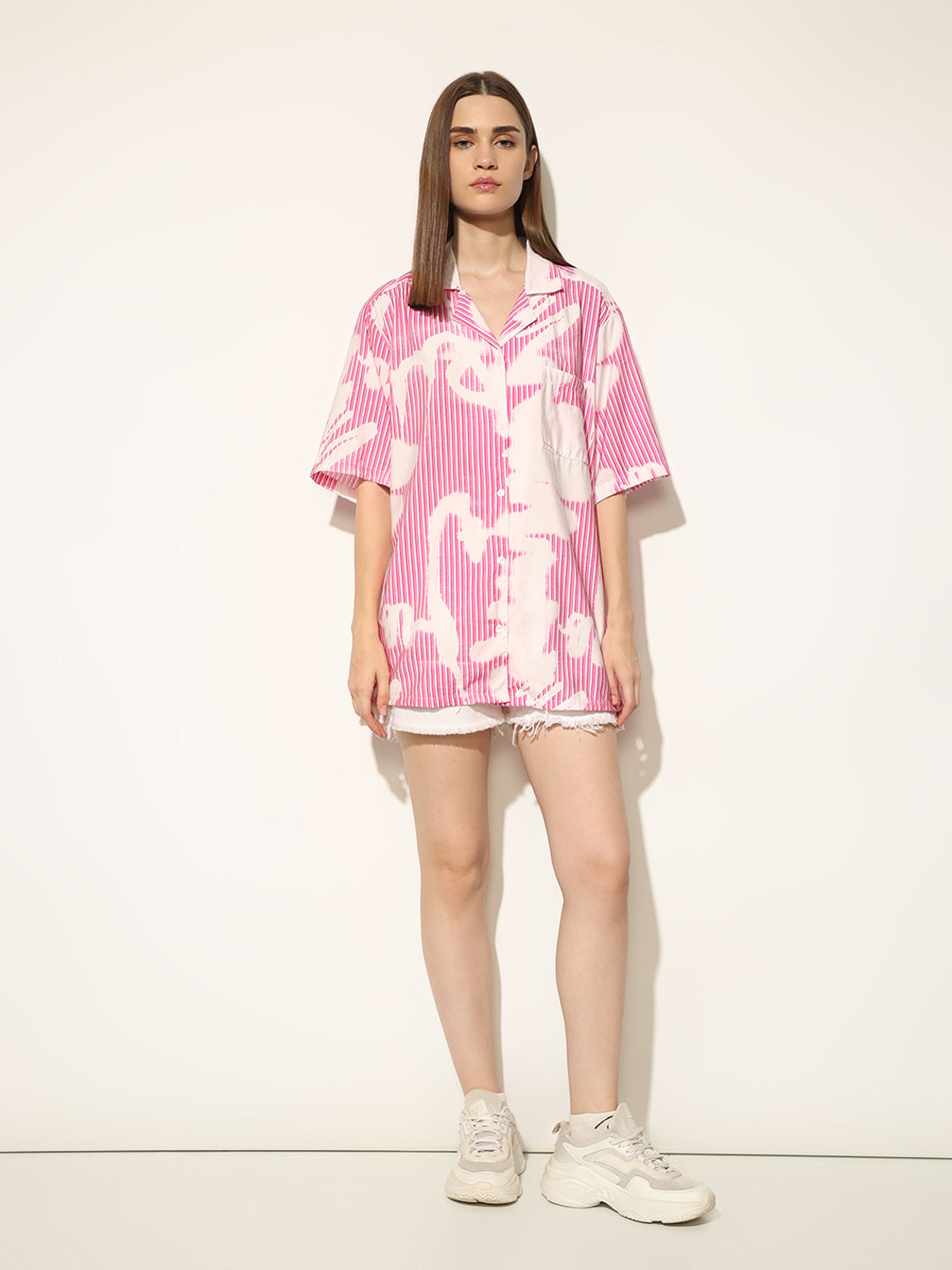 Pink Striped Oversized Shirt