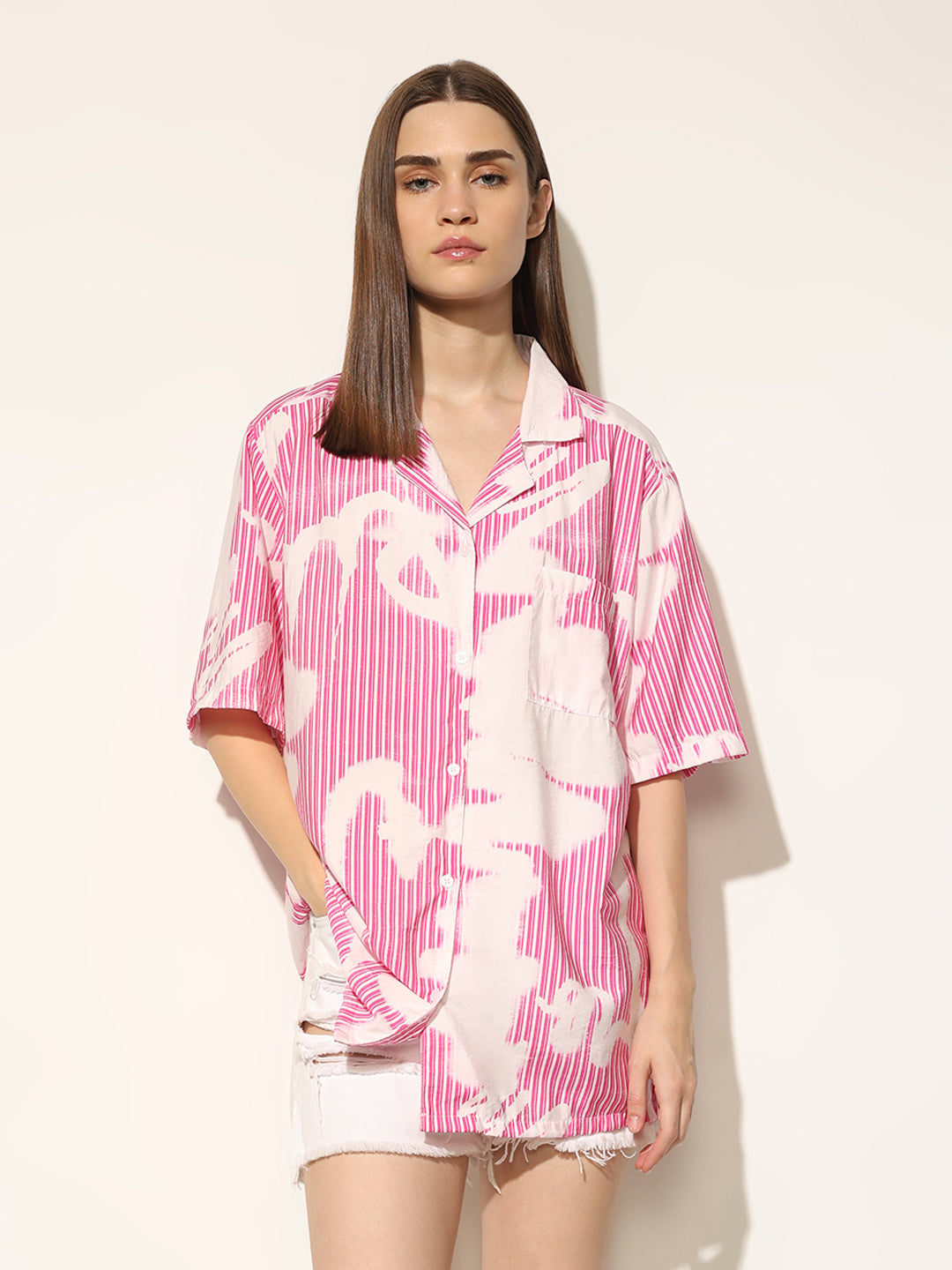 Pink Striped Oversized Shirt