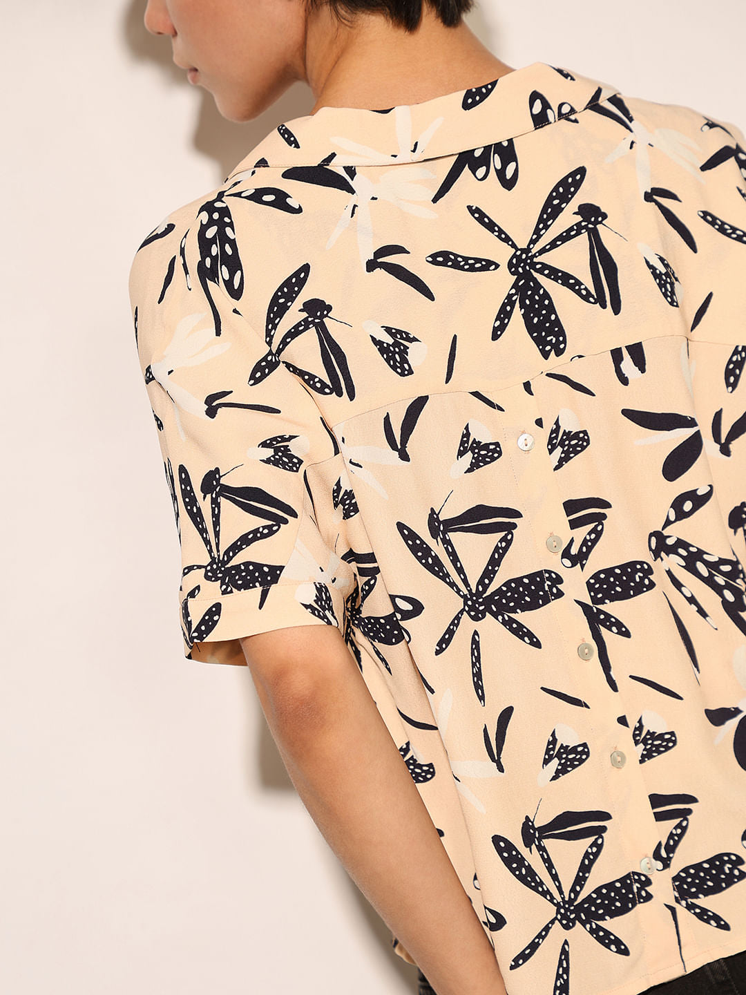 Beige Printed Viscose Shirt