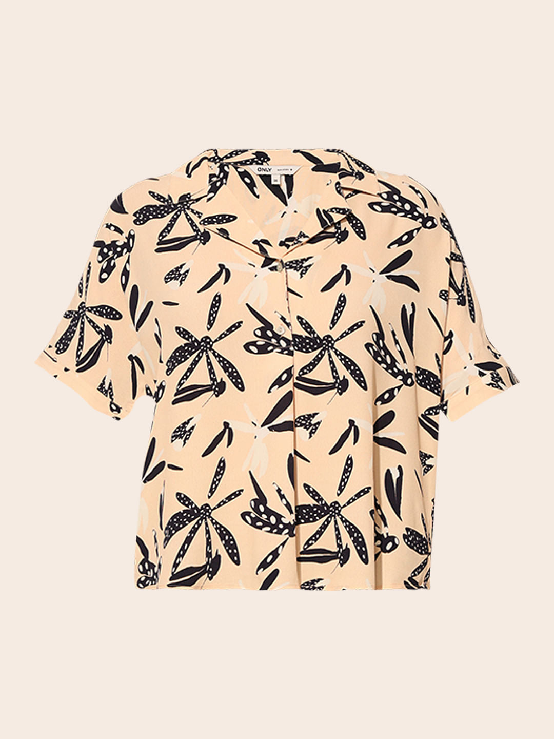 Beige Printed Viscose Shirt