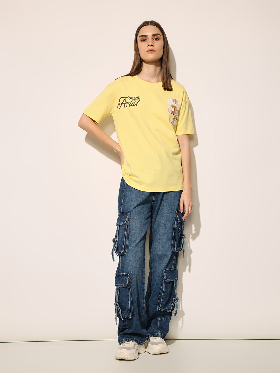 Yellow Printed Cotton T-shirt