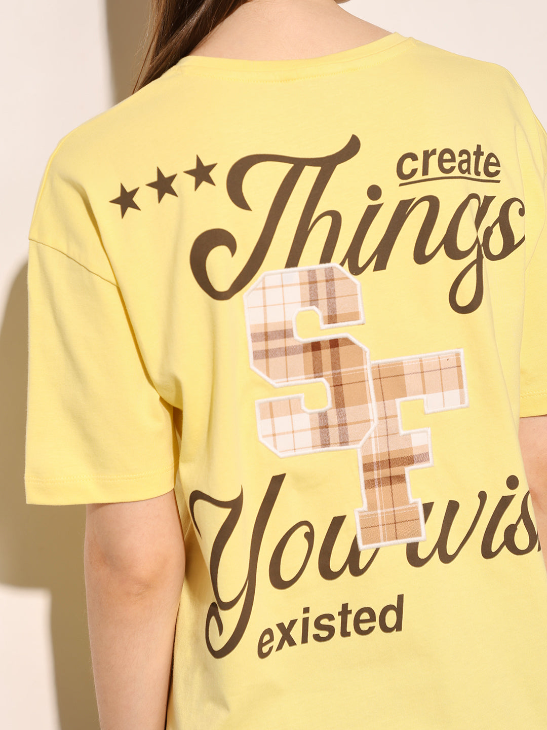 Yellow Printed Cotton T-shirt