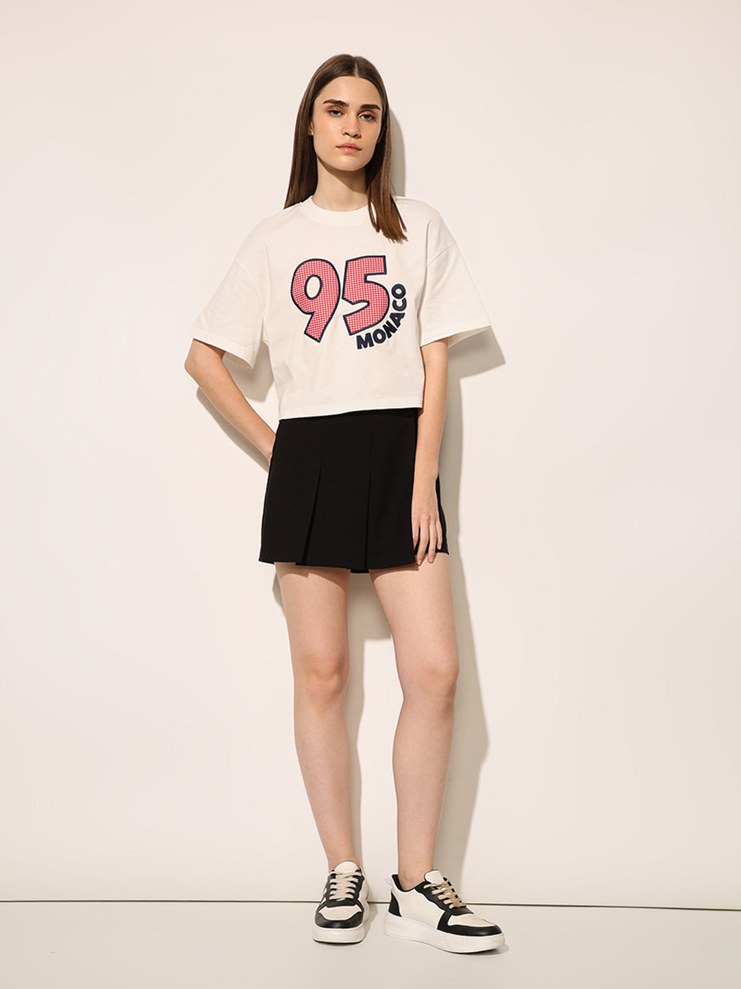 White Printed Boxy Fit T-shirt
