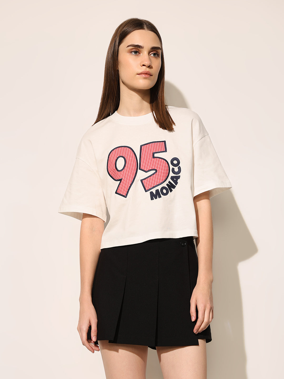 White Printed Boxy Fit T-shirt