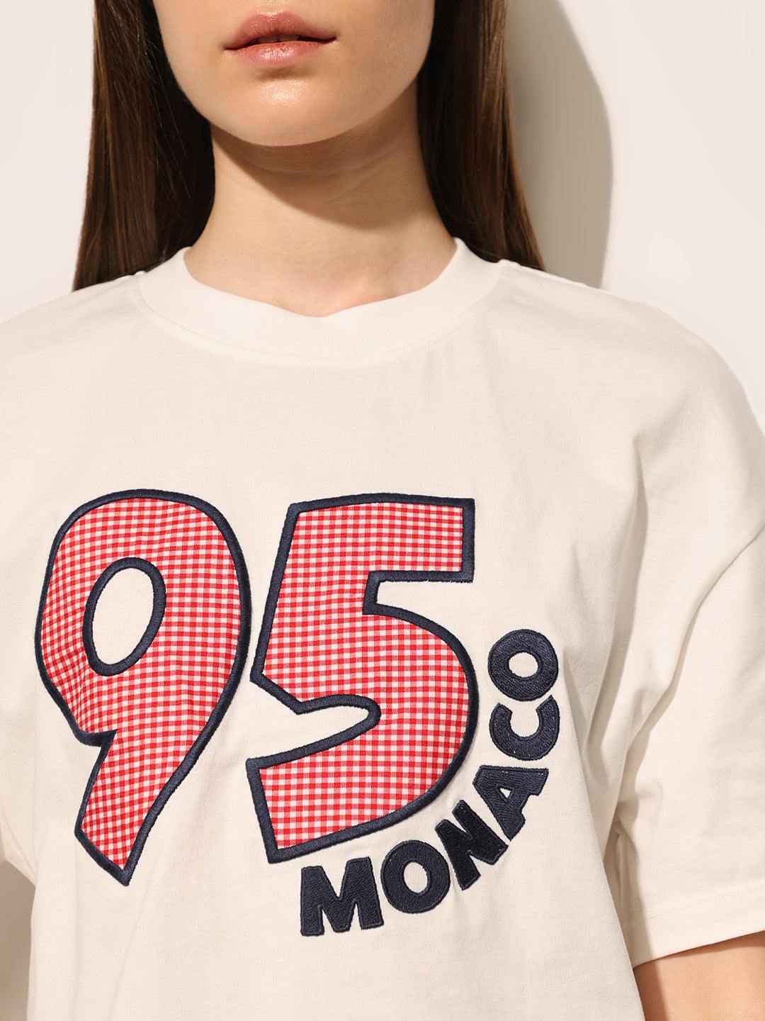 White Printed Boxy Fit T-shirt