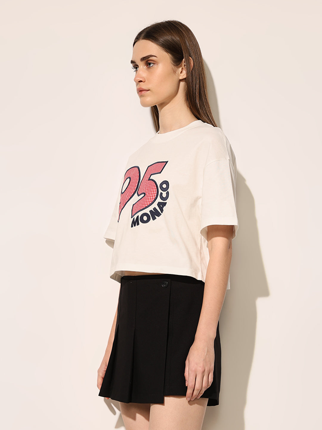 White Printed Boxy Fit T-shirt