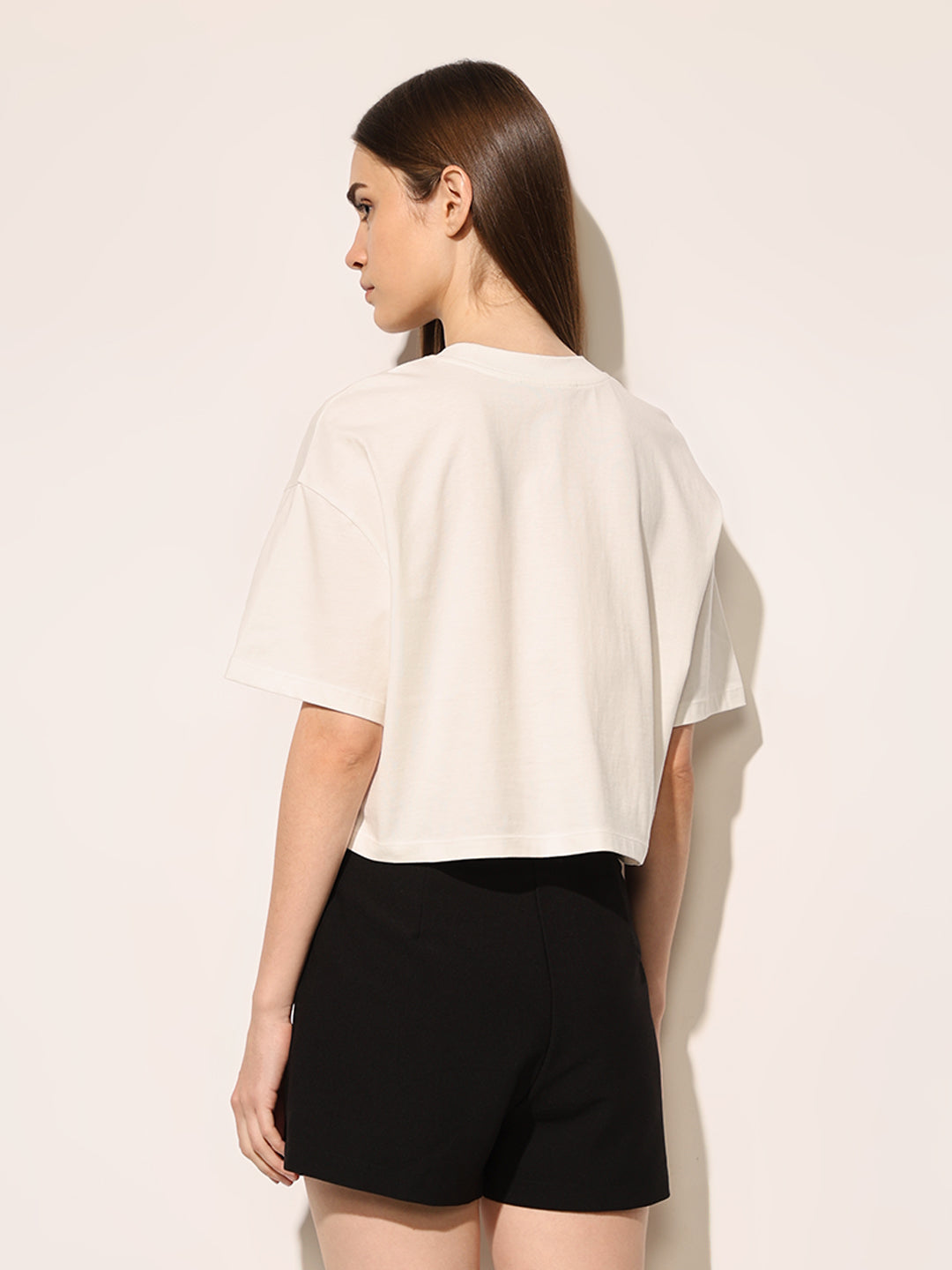 White Printed Boxy Fit T-shirt