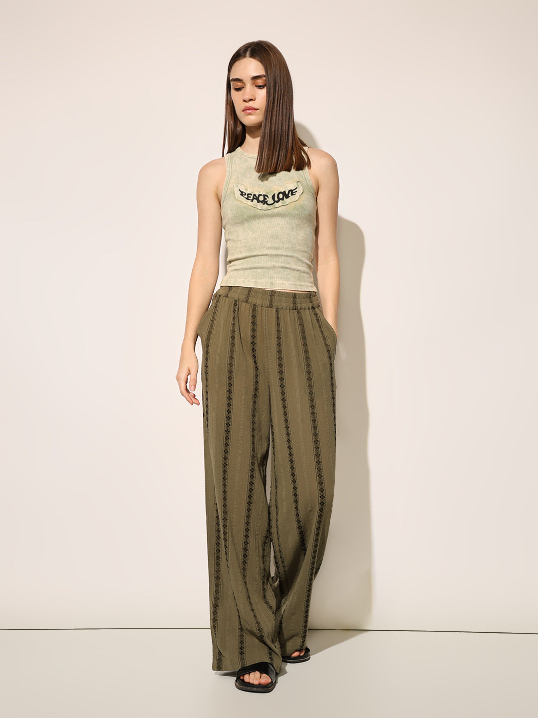 Light Green Printed Crop T-shirt