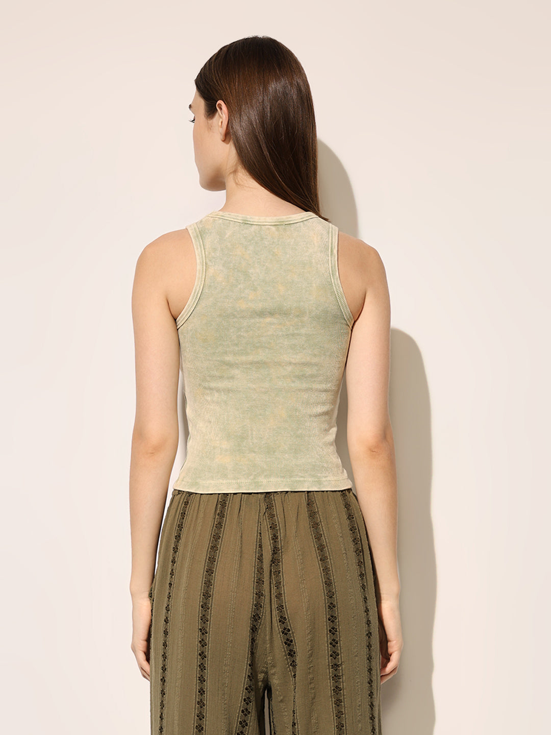 Light Green Printed Crop T-shirt