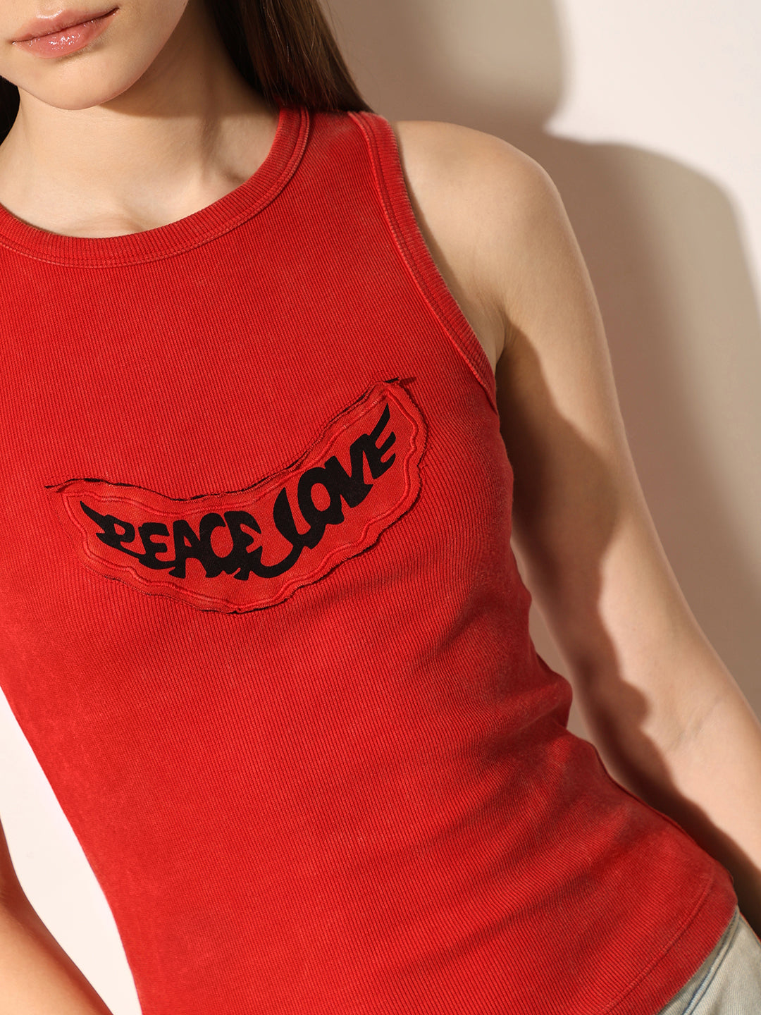 Red Fitted Vest Top