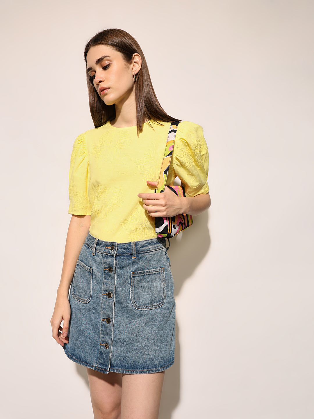 Yellow Embroidered Top
