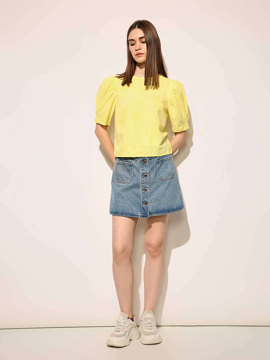 Yellow Embroidered Top