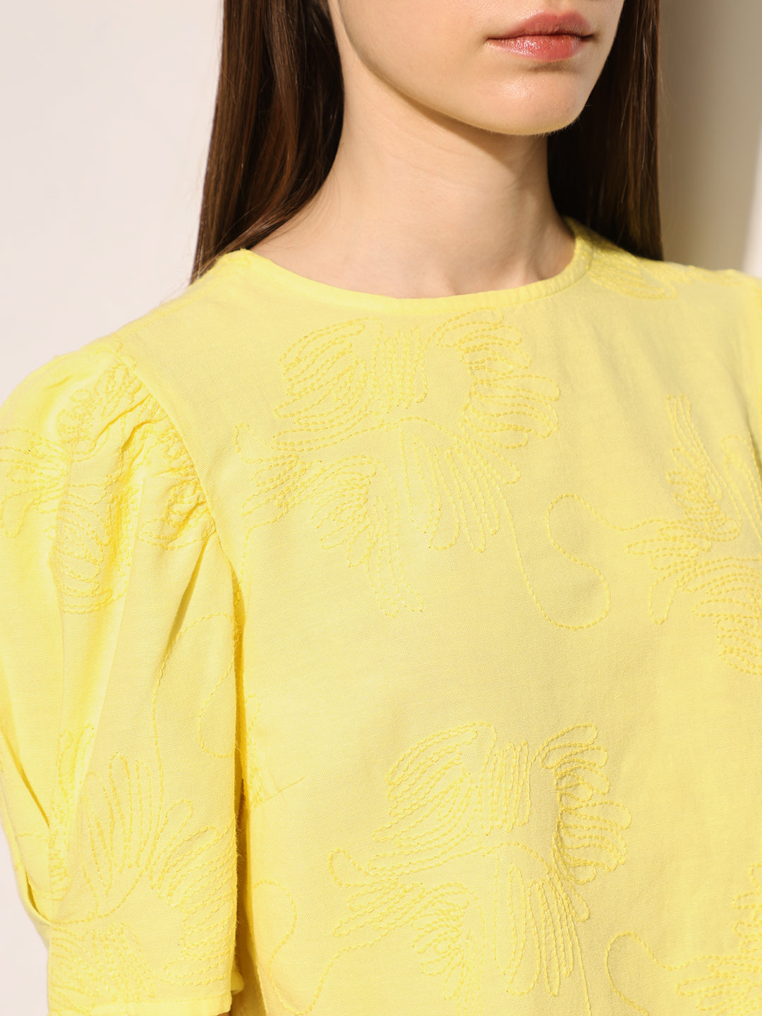 Yellow Embroidered Top