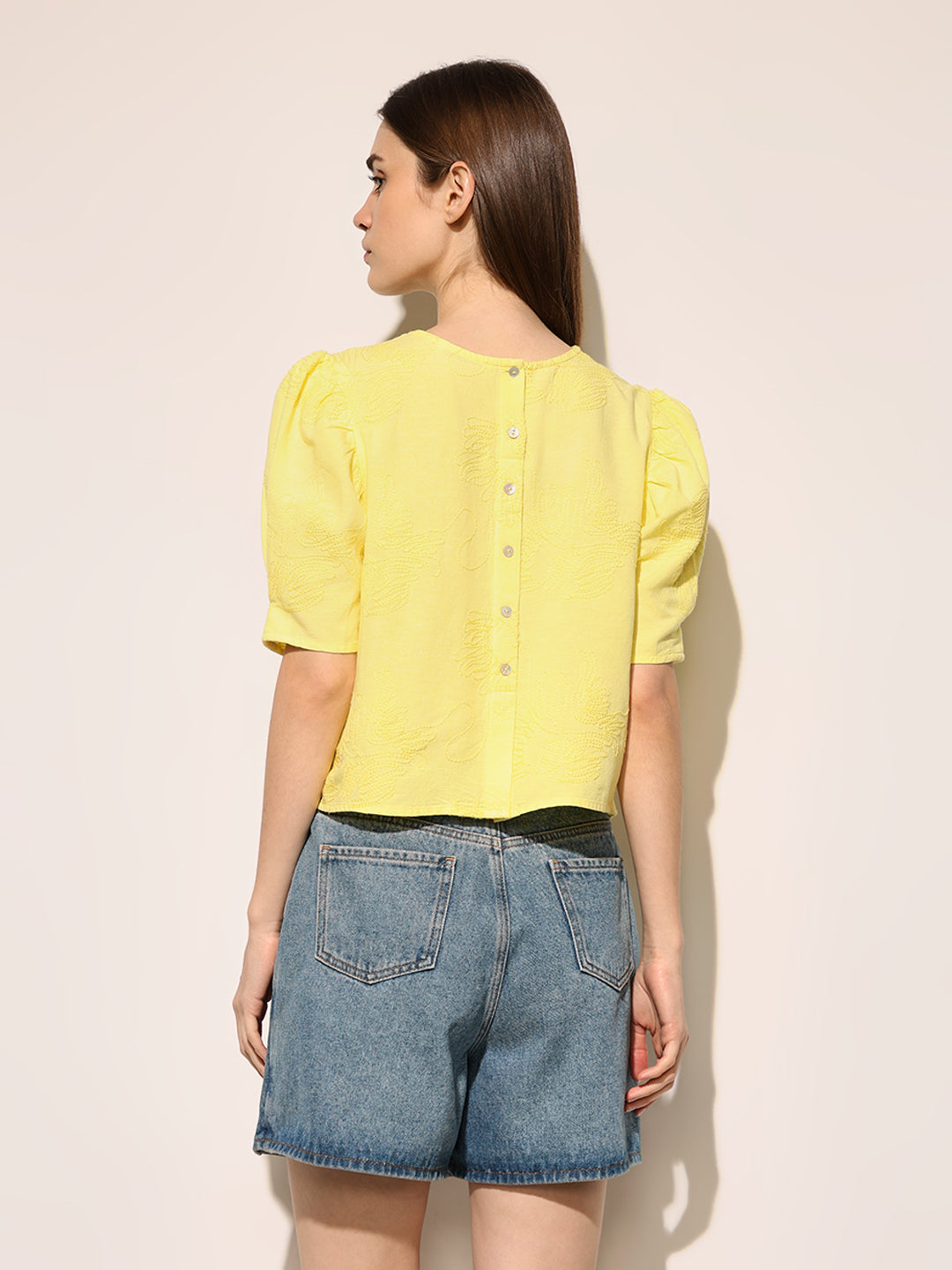 Yellow Embroidered Top