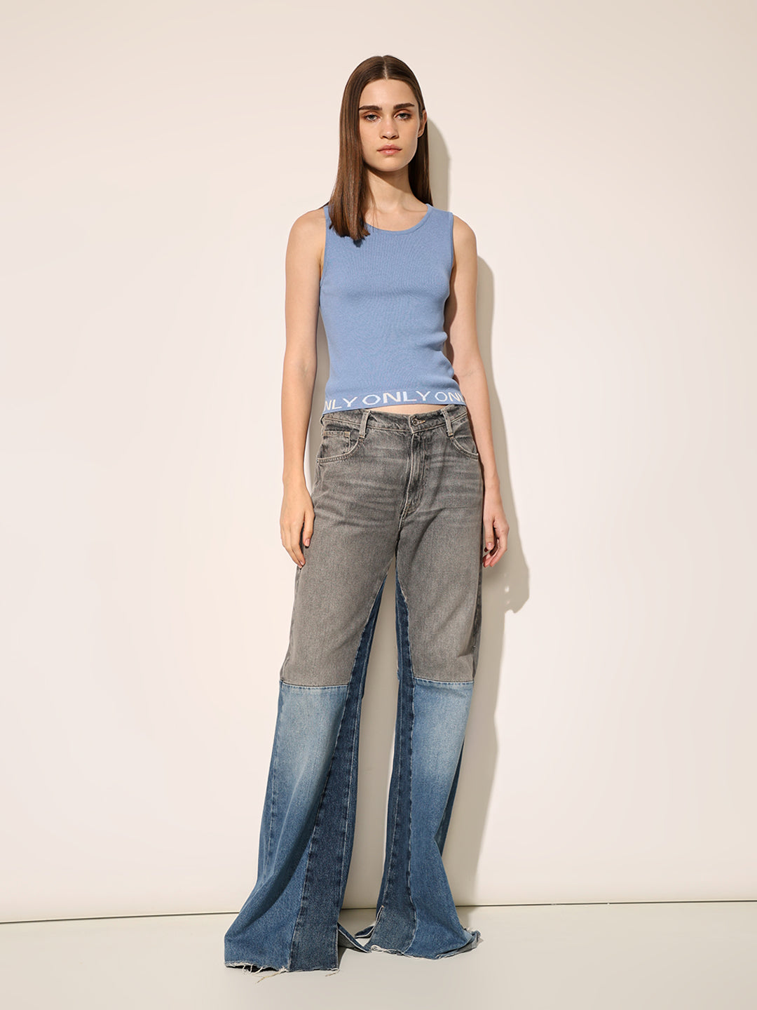 Blue Fitted Knit Vest Top