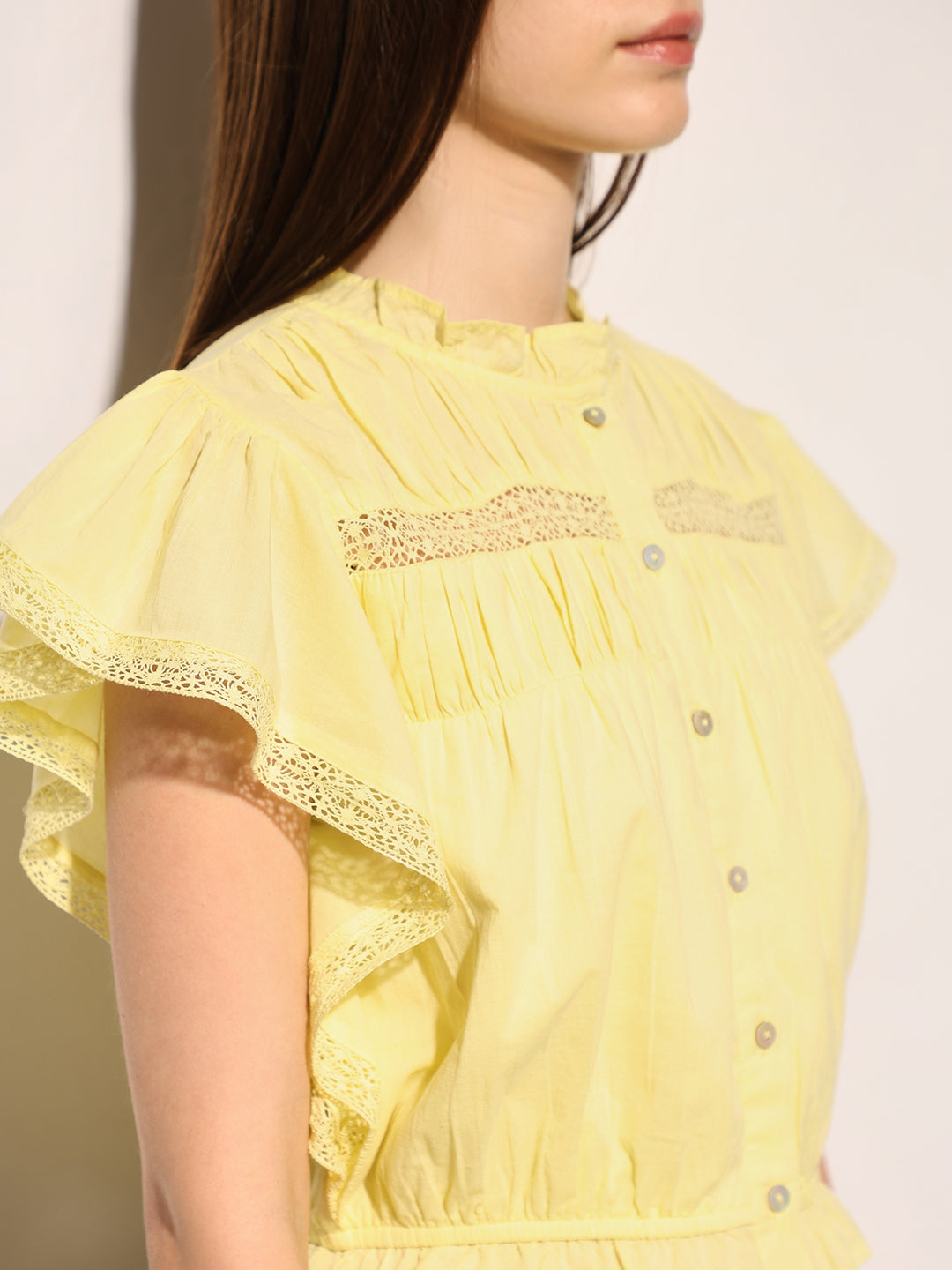 Yellow Cotton Cropped Top