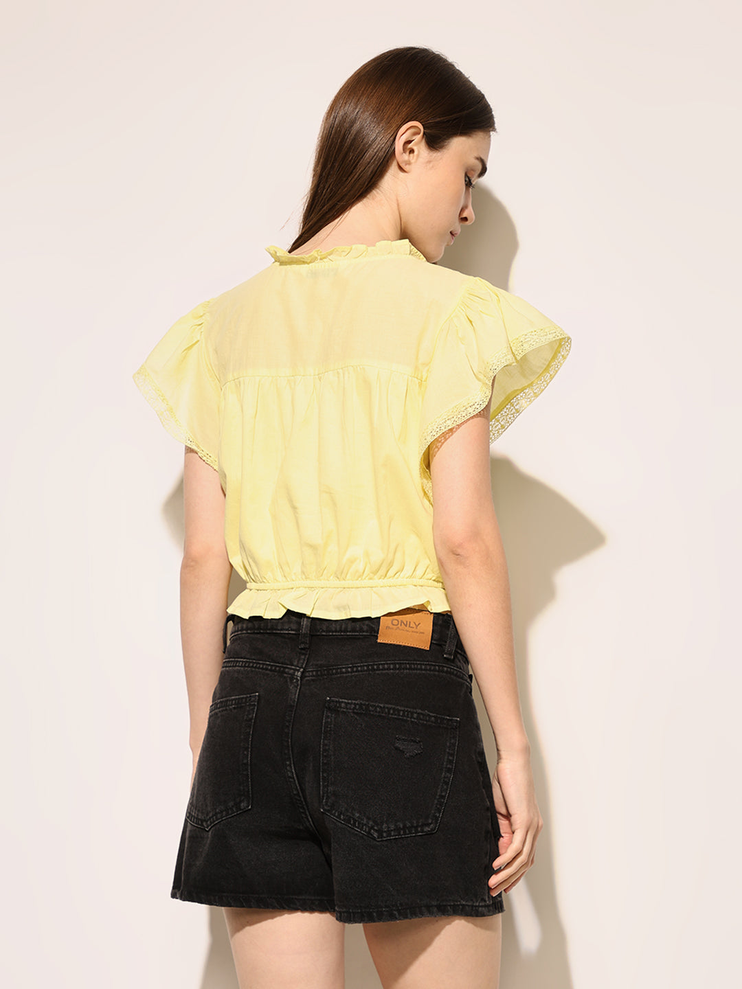 Yellow Cotton Cropped Top