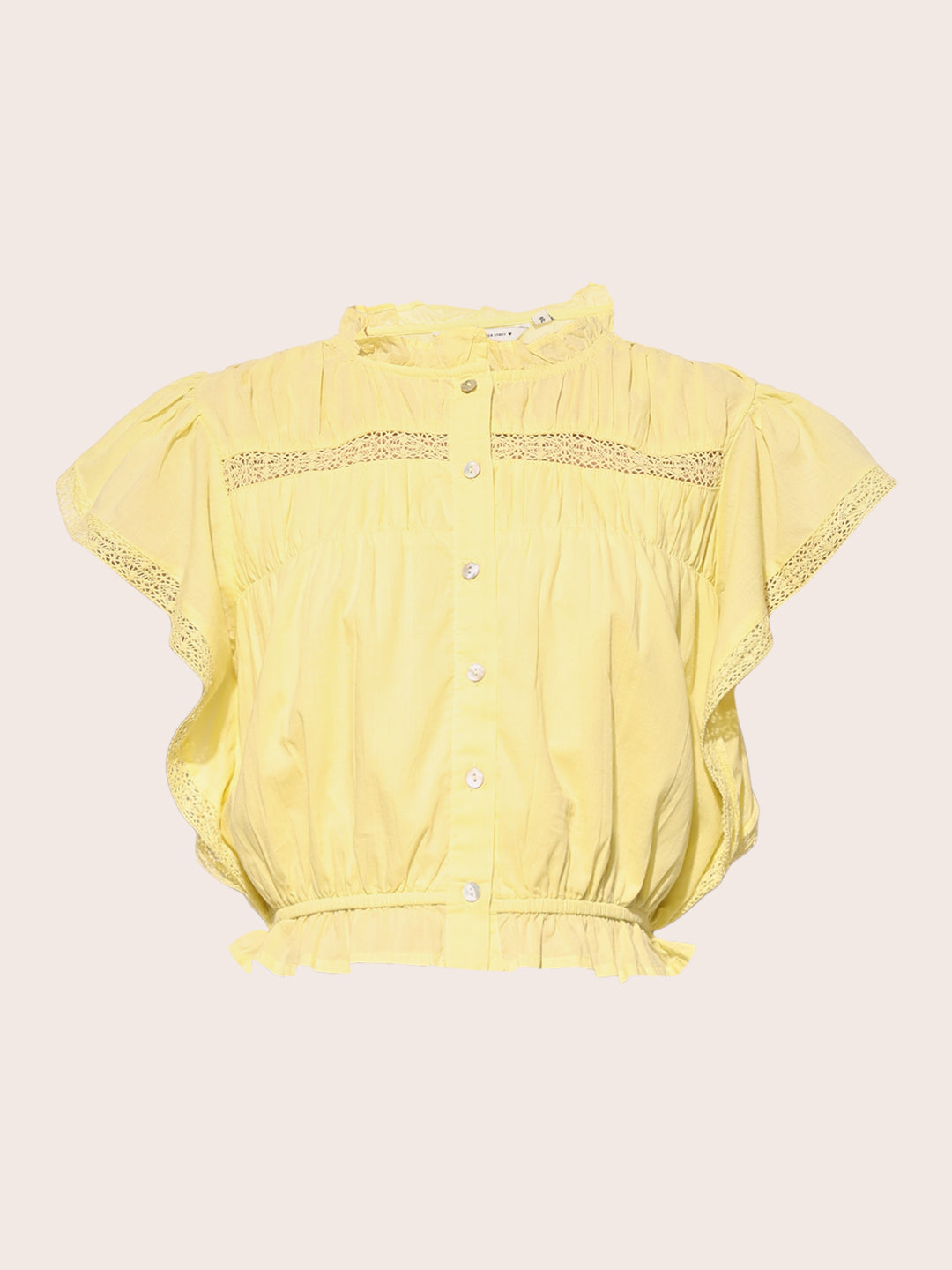 Yellow Cotton Cropped Top