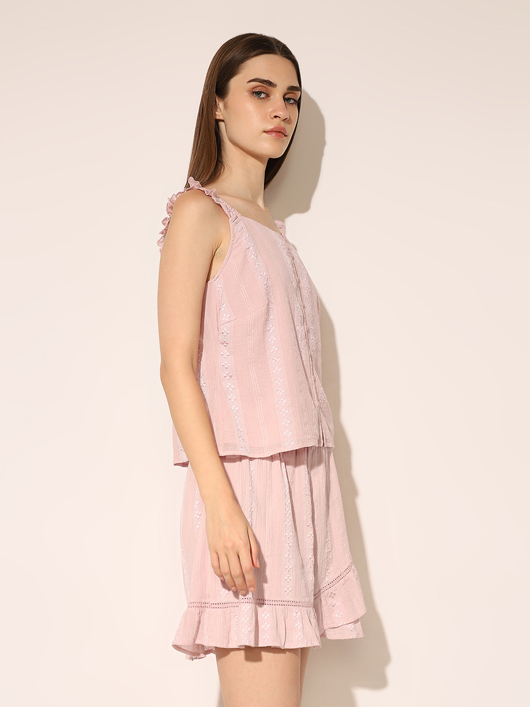 Pink Dobby Strap Top