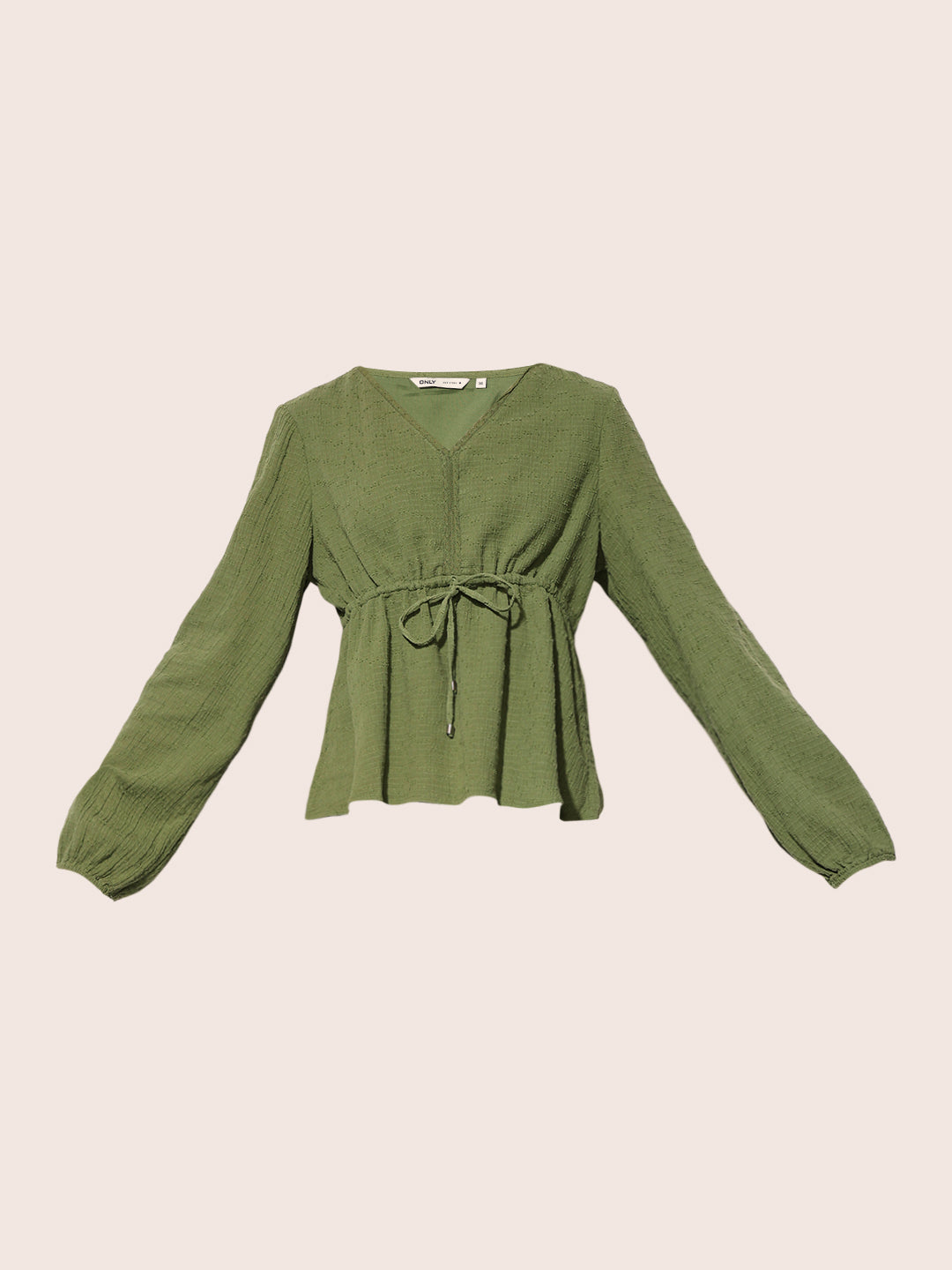 Green Textured Tie-Up Top