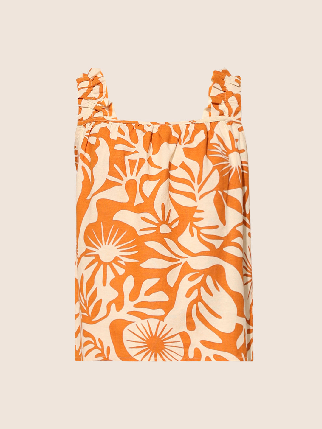 Orange Printed Strappy TOP